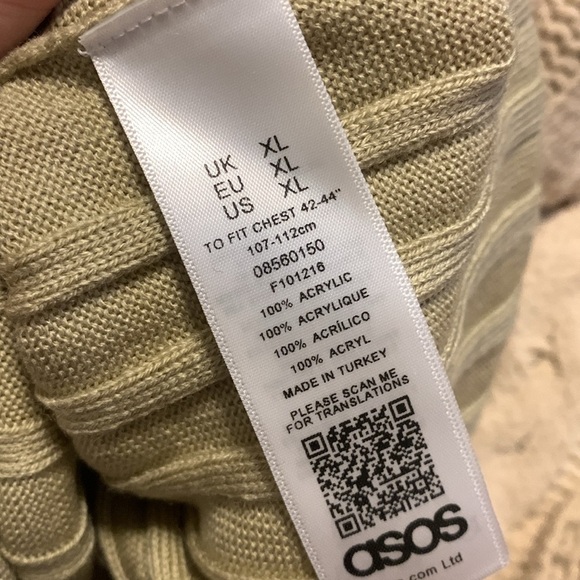 ASOS Design Men’s Muscle Fit Knit Polo Ribbed Short Sleeve‎ tan size XL fitted - Picture 4 of 9